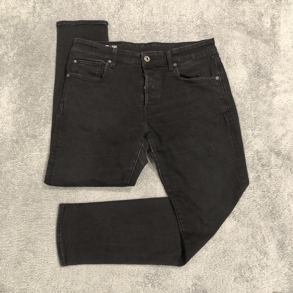 G-Star Raw Distressed Jeans Men's 34x29 3301 Slim Button Fly Black‎ - Picture 1 of 16